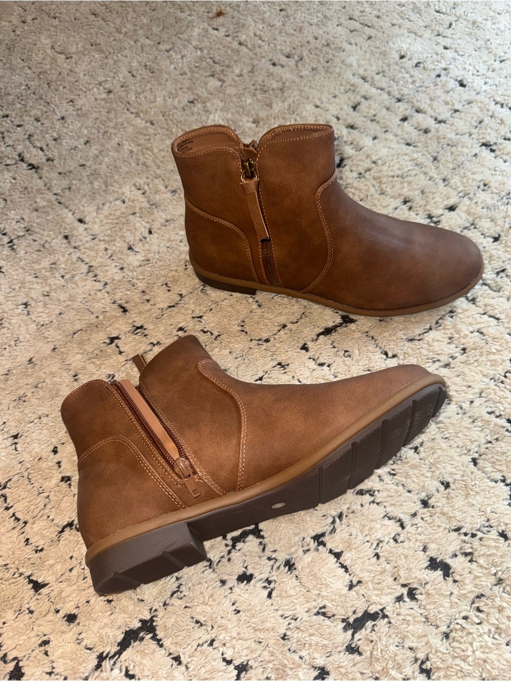 Style & Co. Tan Brown Ankle Booties with Side Zip